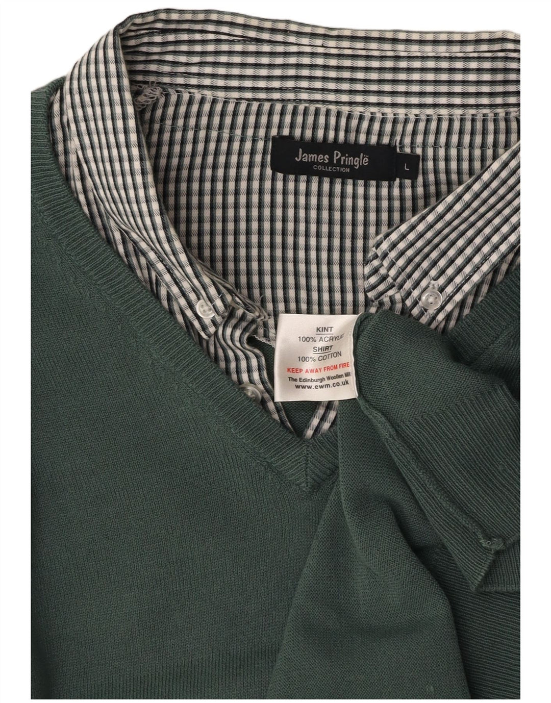 JAMES PRINGLE Suéter con cuello en V para hombre Acrílico a cuadros verdes grandes