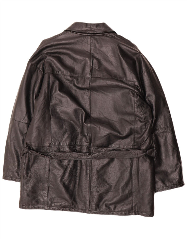 Chaqueta de cuero vintage para hombre IT 50 cuero negro grande