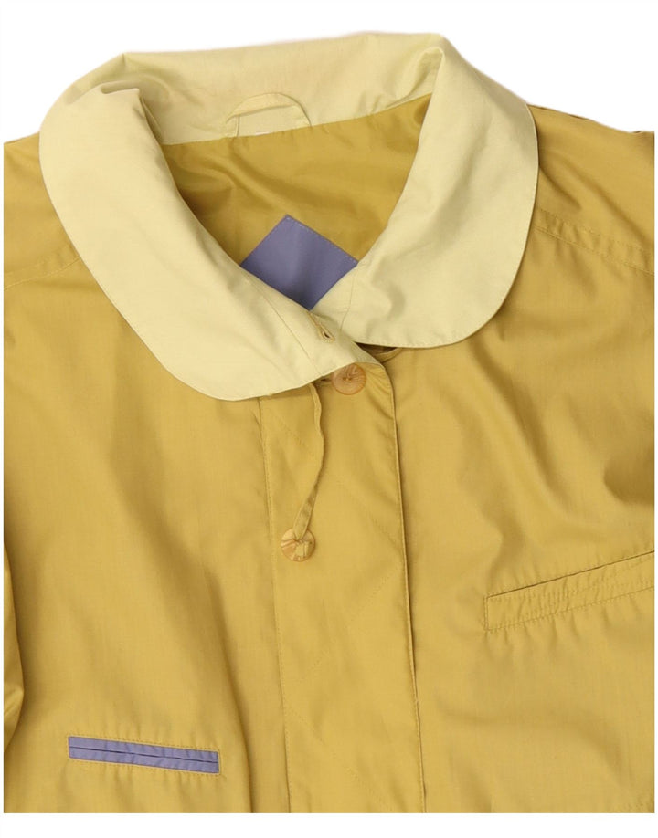 Vintage mujer chaqueta utilitaria Reino Unido 14 poliéster amarillo medio