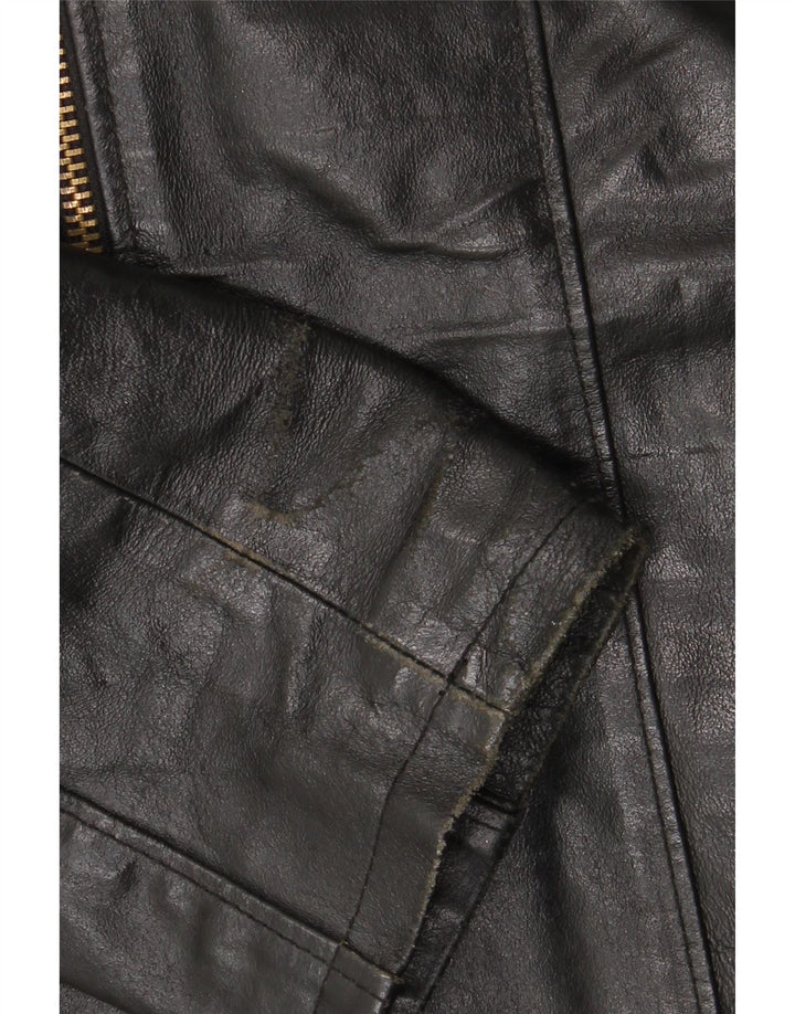Vintage mujer chaqueta de cuero Reino Unido 18 XL cuero negro