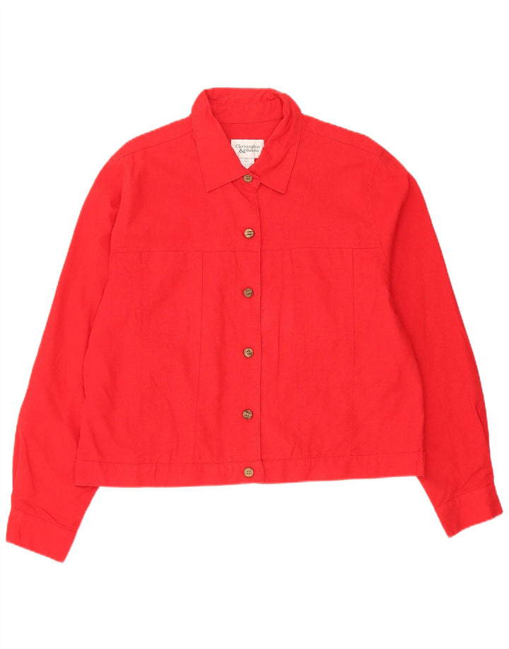 Cristopher & Banks Chaqueta Bomber para Mujer Reino Unido 16 Grande Lino Rojo