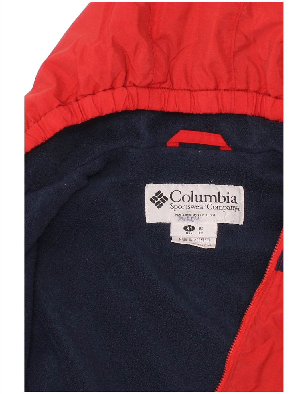 COLUMBIA Chaqueta cortavientos con capucha para niño 2-3 años Rojo Colorblock