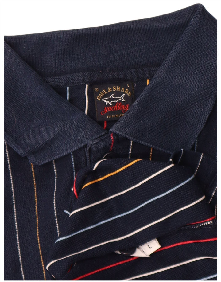 Polo Paul & Shark para hombre, talla grande, azul marino, a rayas