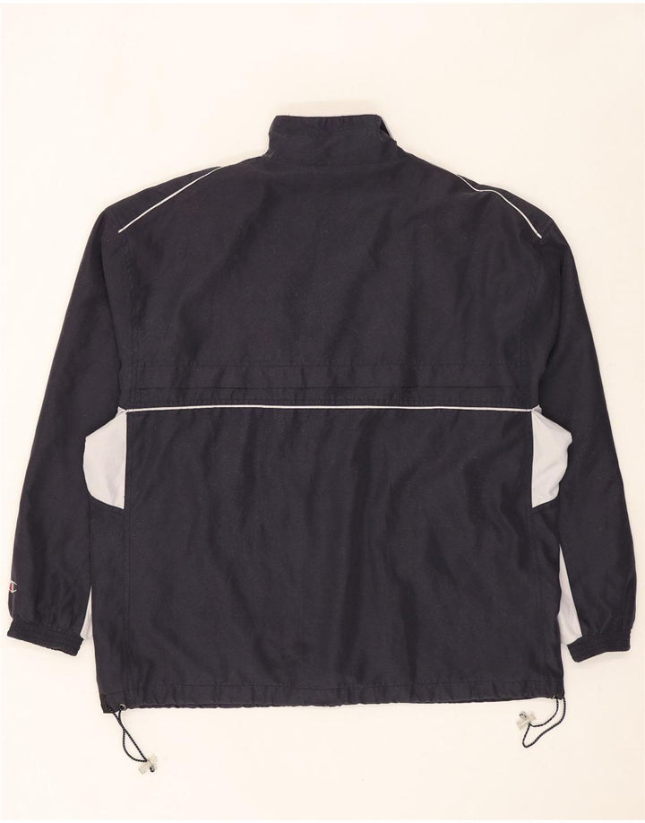 Champion Chaqueta de chándal para hombre, talla grande, poliéster con bloques de color azul marino