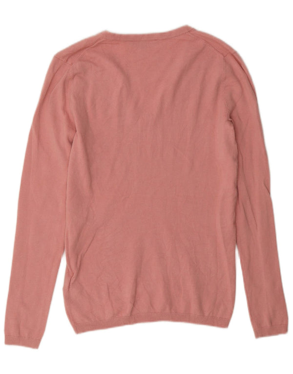 Tommy Hilfiger Suéter con cuello en V para mujer UK 6 XS Algodón rosa