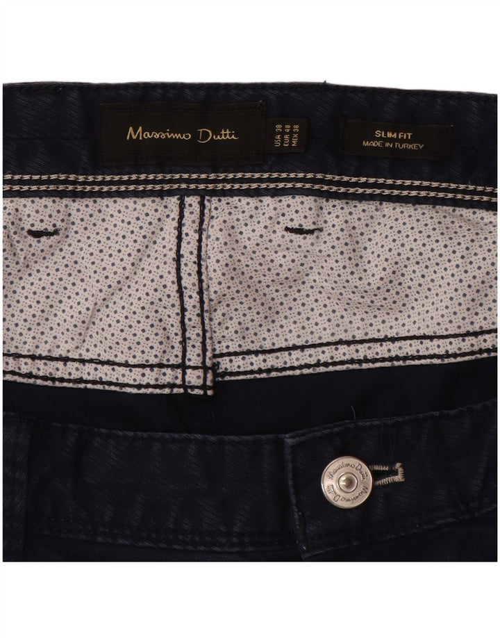 MASSIMO DUTTI Pantalones informales ajustados para hombre EU 48 XL W38 L32 Azul marino