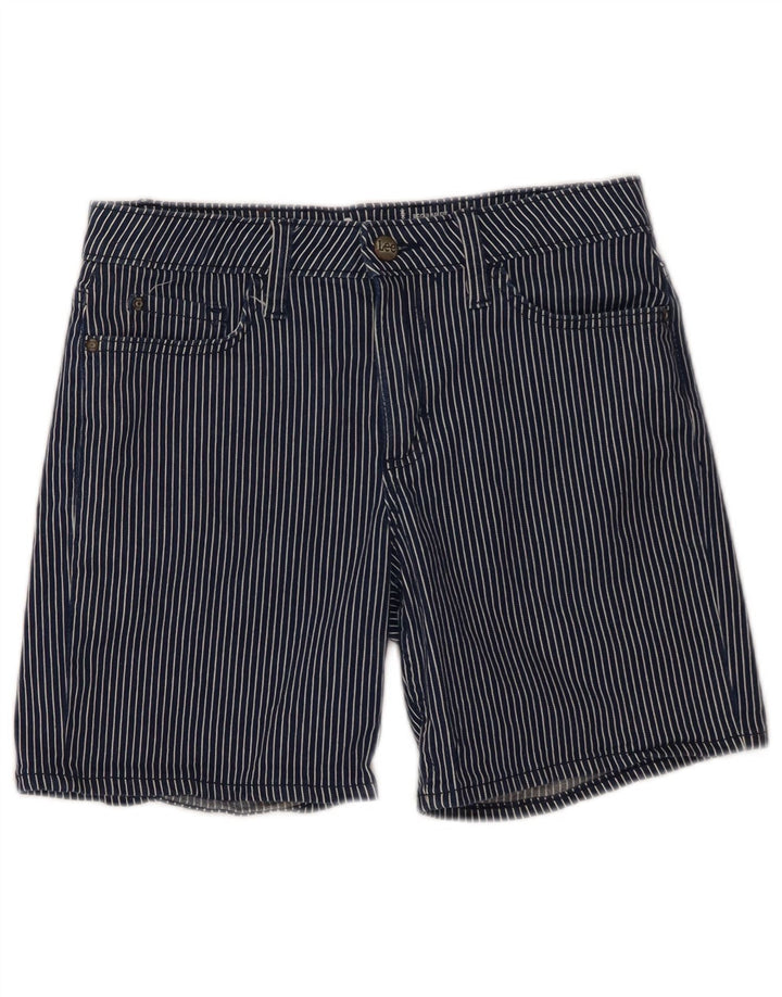 Pantalones cortos casuales de talle medio para mujer Lee W30 Medium Navy Blue Pinstripe