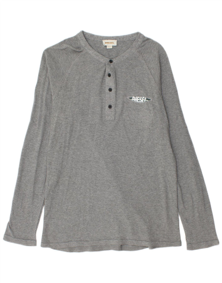 Diesel Hombre Top Gráfico Manga Larga Grande Algodón Gris
