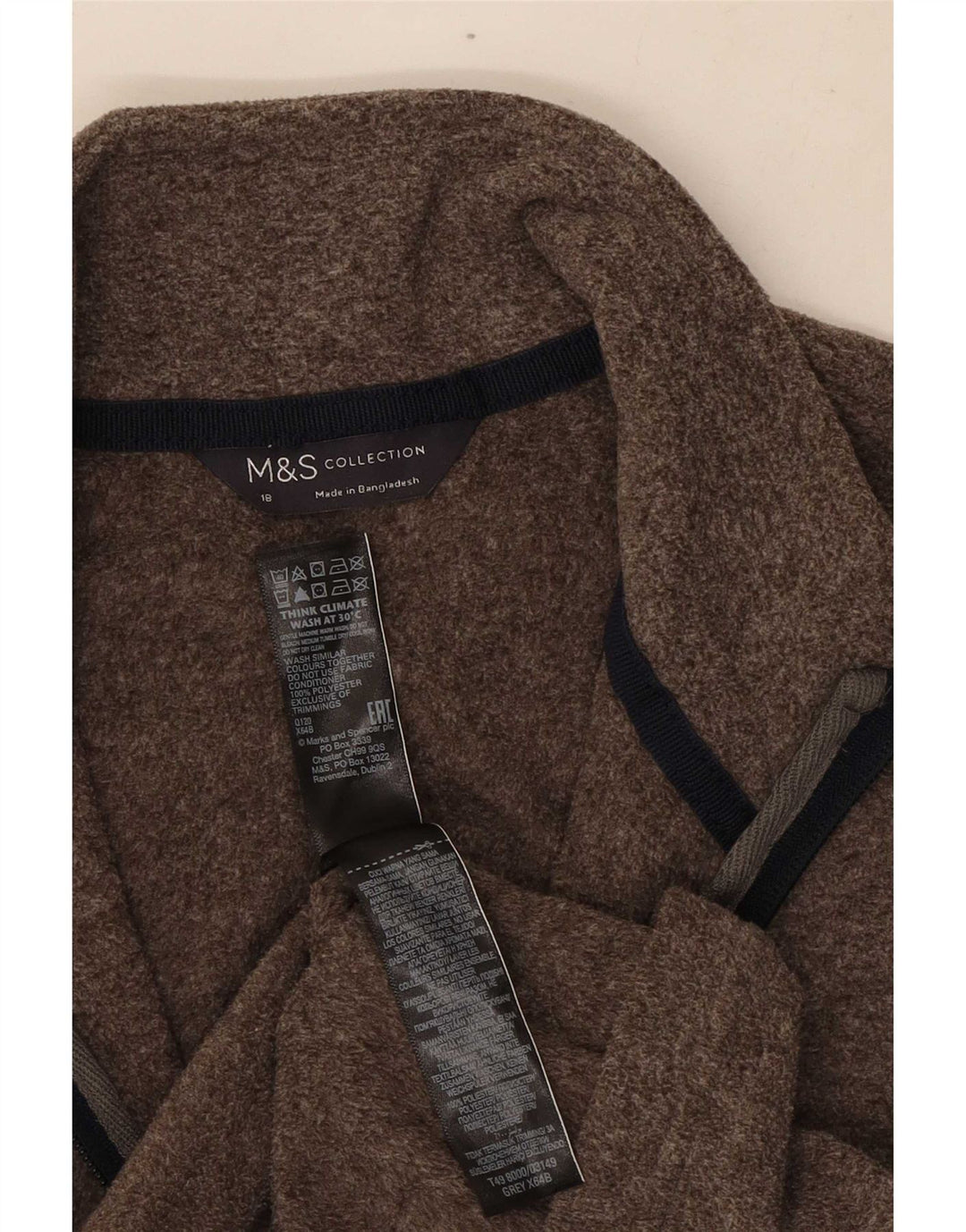 Marks & Spencer Chaqueta polar para mujer UK 40 XL Poliéster marrón
