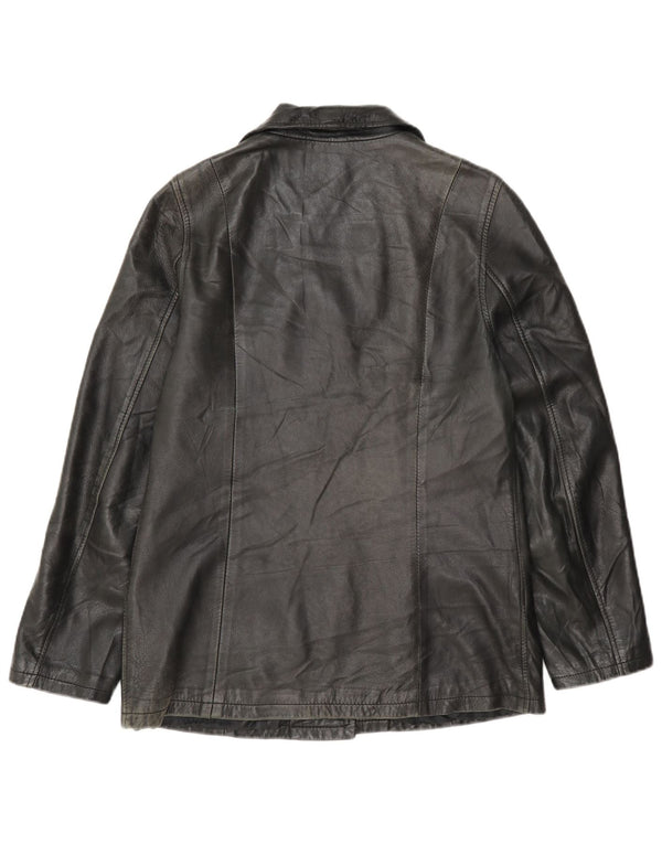 Chaqueta de cuero vintage para mujer UK 44 Medium Black