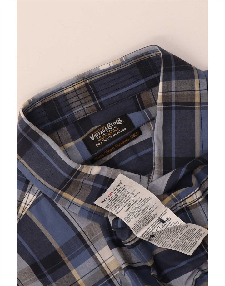 Jack & Jones Camisa Hombre XL Azul Cuadros Algodón