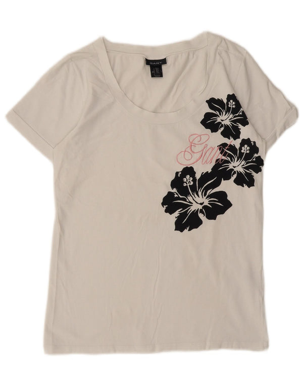 Gant Camiseta gráfica para mujer Top UK 40 Medium White Floral Cotton