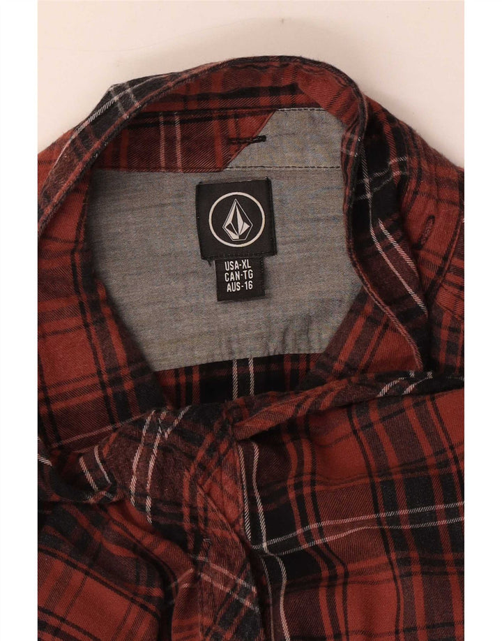 Camisa de franela Volcom Hombre XL Orange Check
