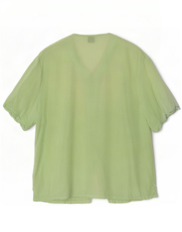 Coocoon Blusa de manga corta para mujer UK 46 Large Seda verde