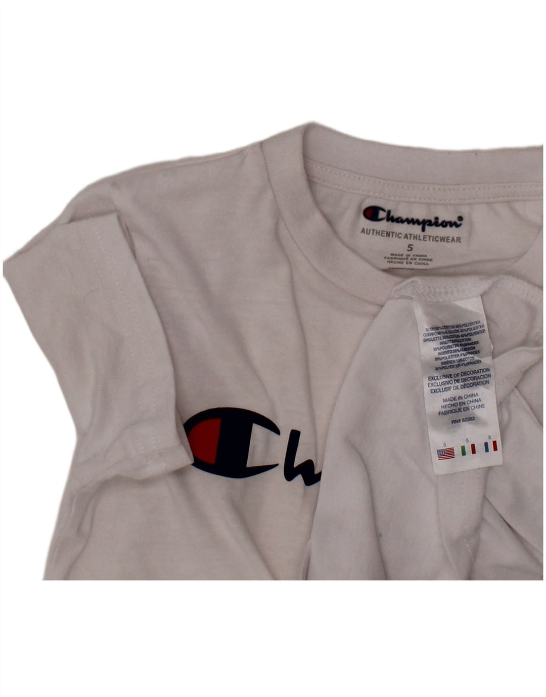 CHAMPION Camiseta gráfica para niño 4-5 años Algodón blanco
