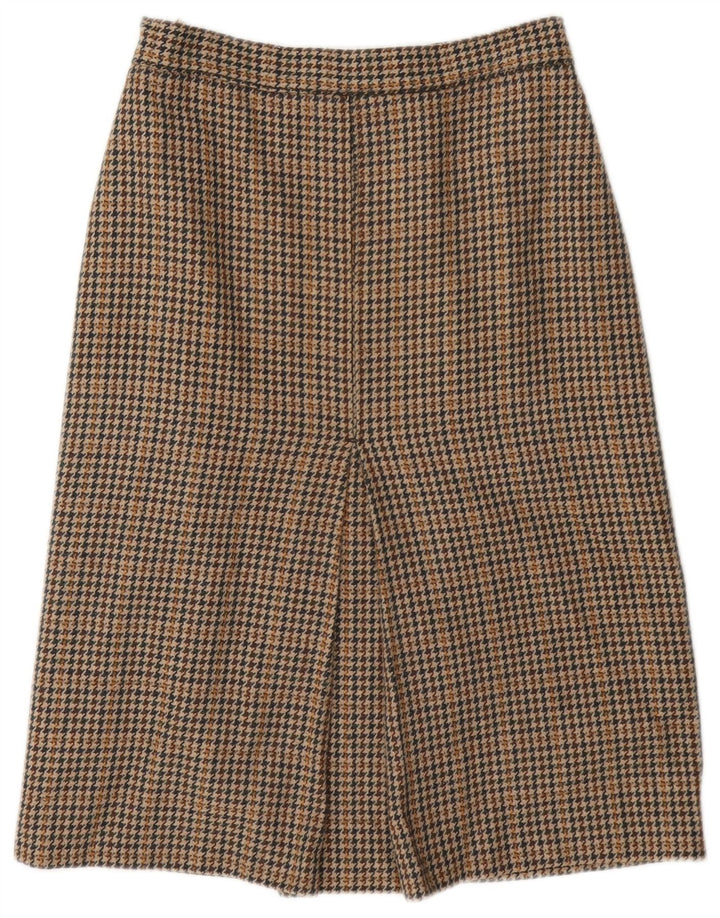 Vintage mujer A-Line falda W26 pequeña pata de gallo marrón