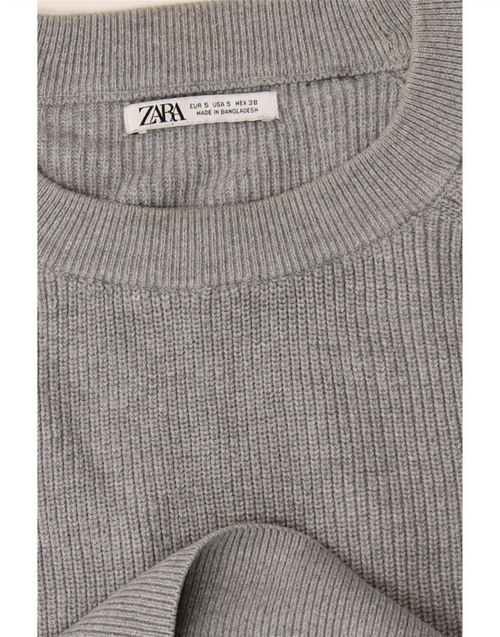 ZARA Mens Crew Neck Jumper Sweater Small Grey Vintage Zara and Second-Hand Zara from Messina Hembry 
