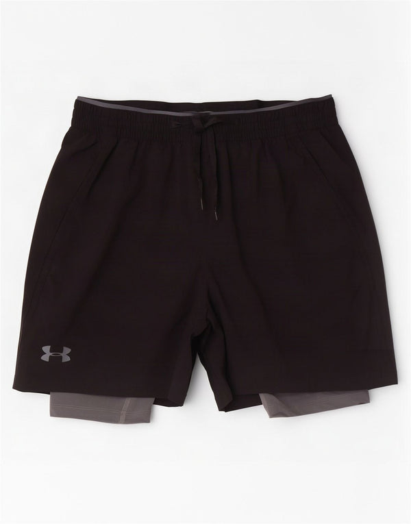 Under Armour Pantalones cortos deportivos Heat Gear para hombre, poliéster negro grande