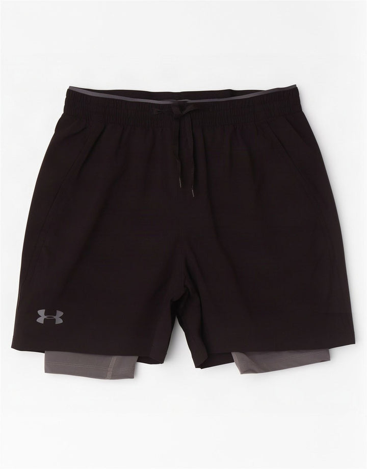 Under Armour Pantalones cortos deportivos Heat Gear para hombre, poliéster negro grande