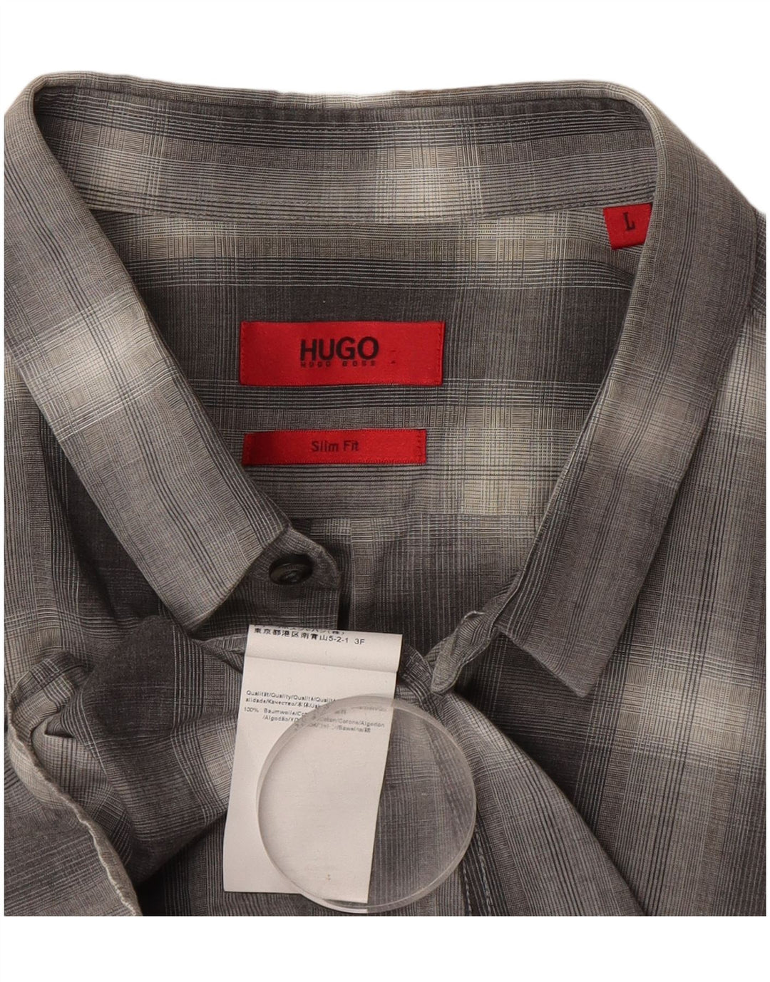 Camisa Hugo Boss Hombre Slim Fit Algodón A Cuadros Gris Grande