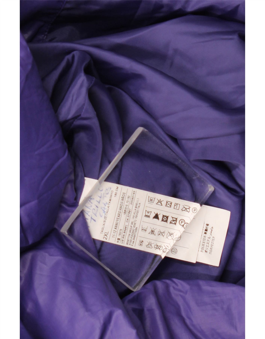 BENETTON Chaqueta Acolchada con Capucha Niña 11-12 Años 2XL Morado Poliéster