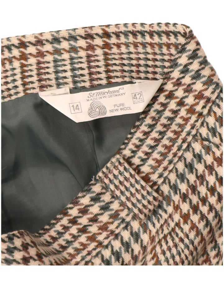 ST MICHAEL Falda lápiz para mujer UK 14 Large W28 Beige Houndstooth