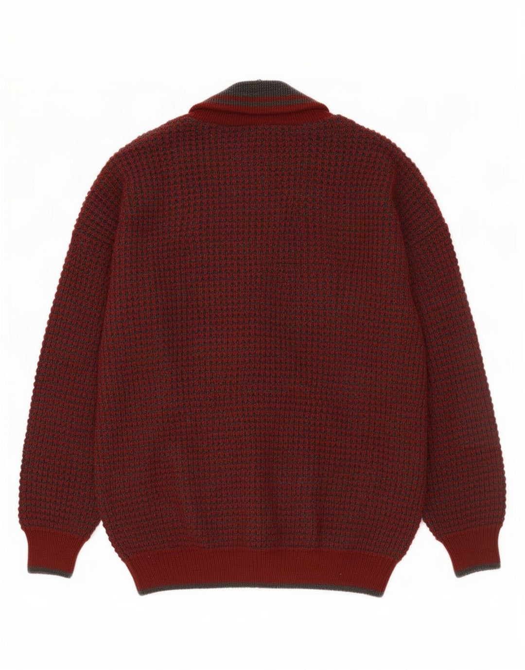 Vintage Mens Cardigan Suéter IT 48/50 Lana Media Borgoña