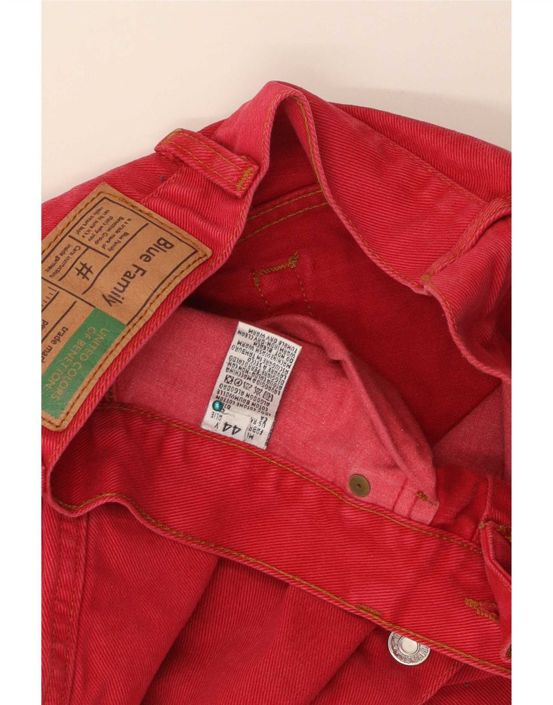 Minifalda Vaquera Benetton IT 44 Medium W26 Rojo Algodón