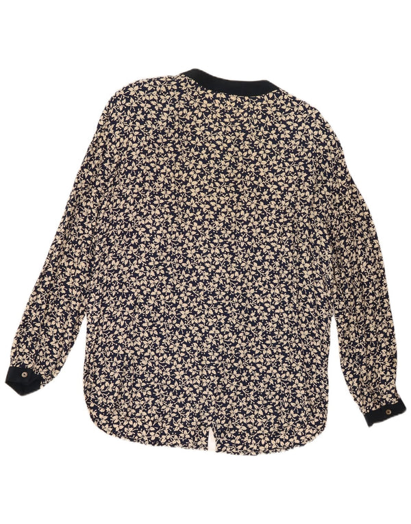 Blusa tipo camisa para mujer superior UK 40 Medio azul marino viscosa floral