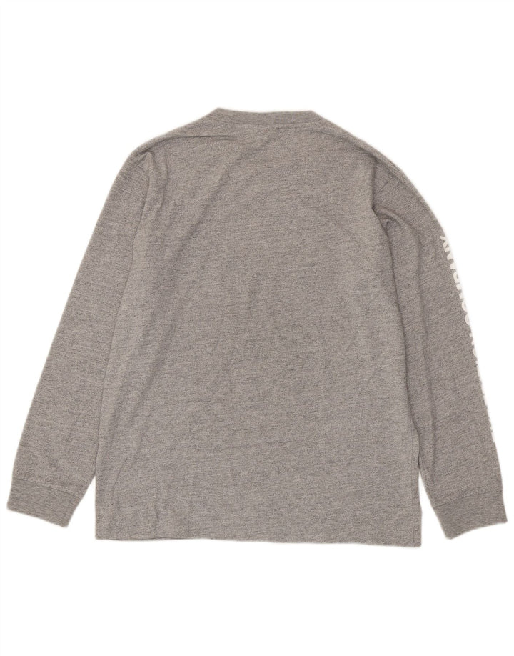 SUPERDRY Hombre Top gráfico de manga larga de algodón moteado gris medio