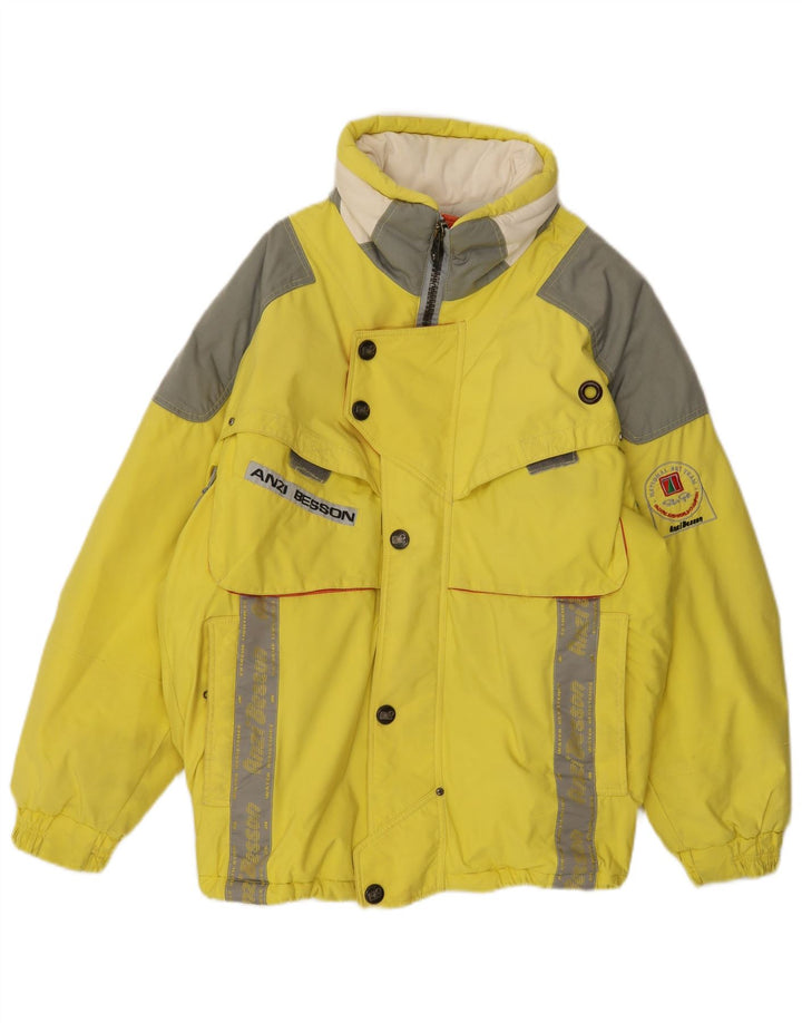 Anzi Besson Chaqueta de esquí con capucha gráfica para hombre UK 38 Medium Yellow Colourblock