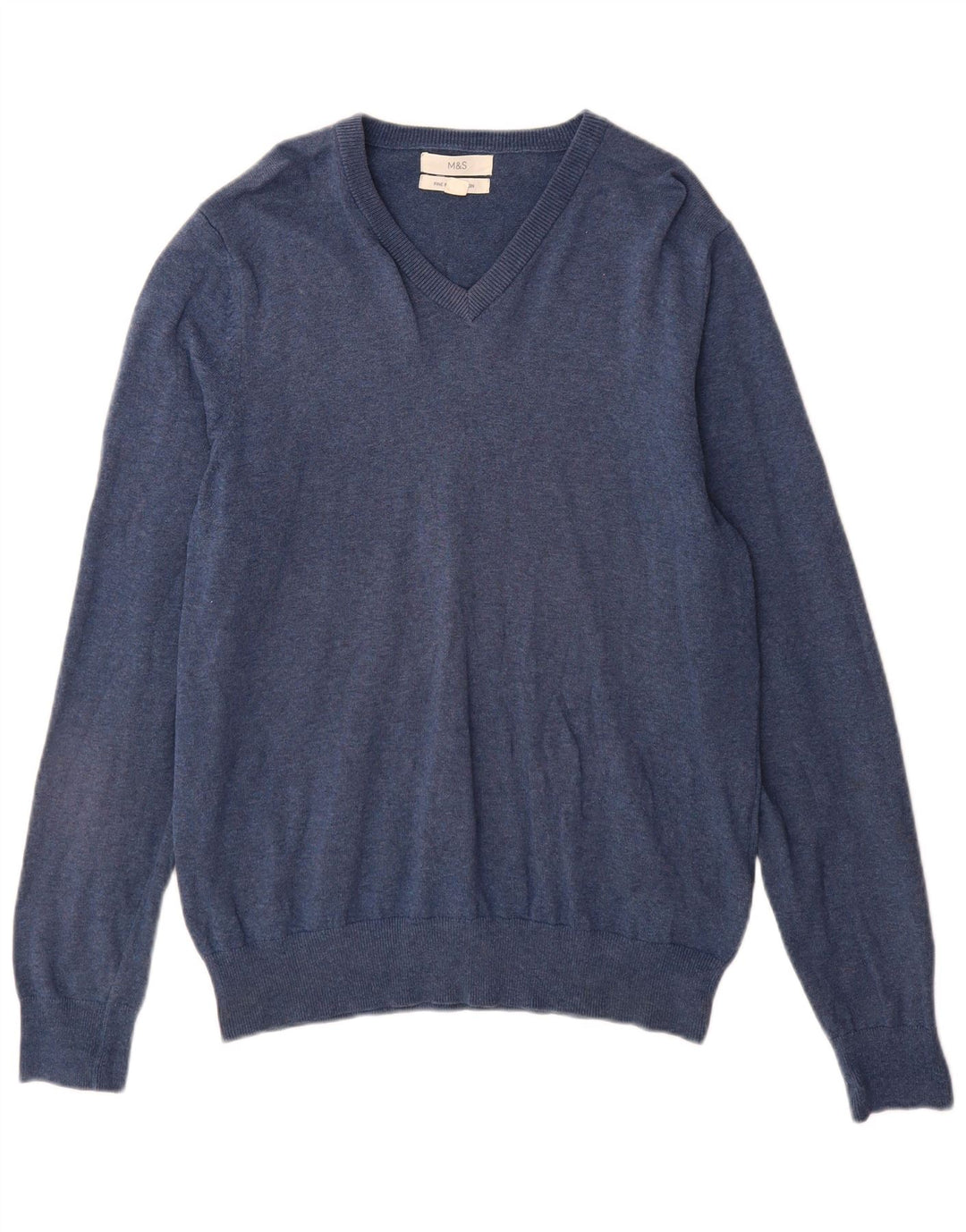 Marks & Spencer Jersey con cuello en V para hombre de algodón azul medio