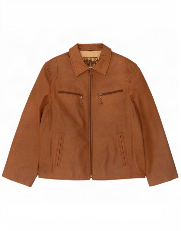 TCM Chaqueta motera de cuero para hombre UK 38 Marrón medio