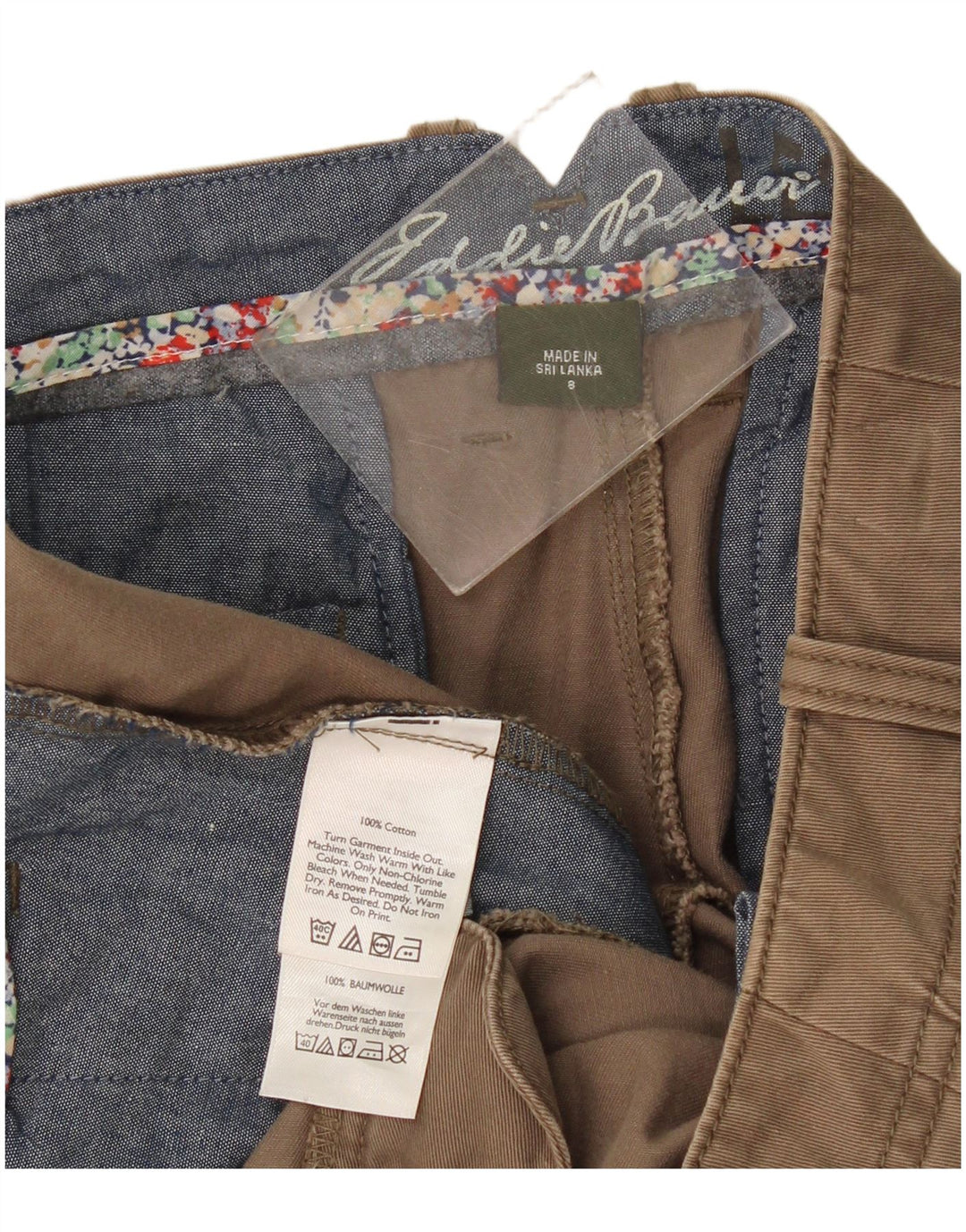 Eddie Bauer Pantalones Capri para Mujer US 8 Mediano W34 L23 Algodón Beige
