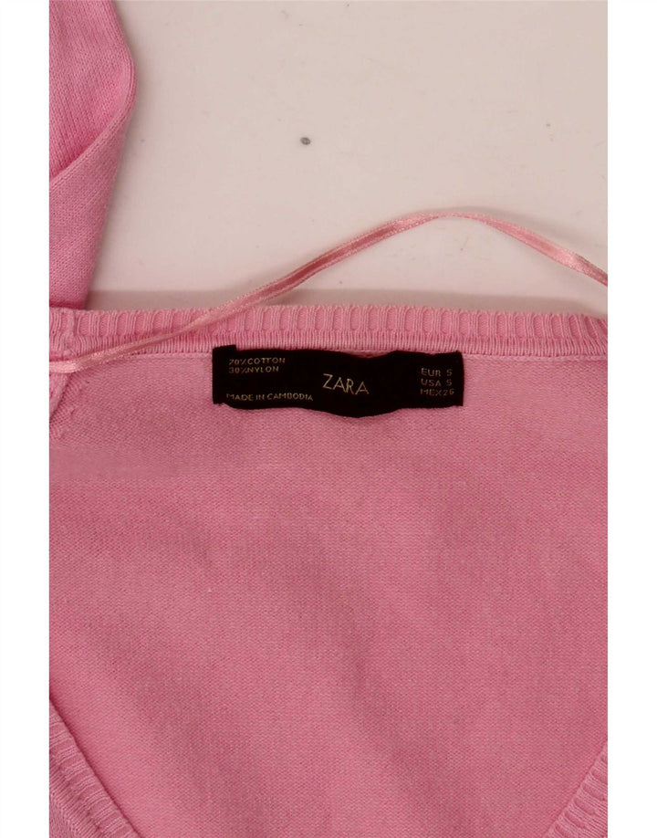 Zara Mujer Cárdigan Suéter UK 10 Small Rosa