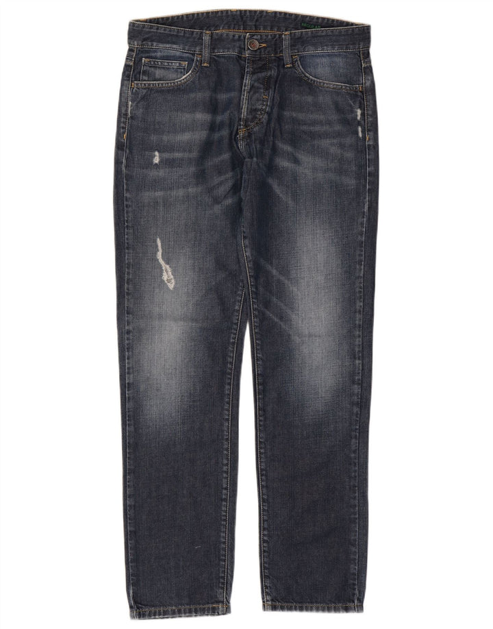 BENETTON Vaqueros Rectos Mujer W32 L30 Azul Marino Algodón