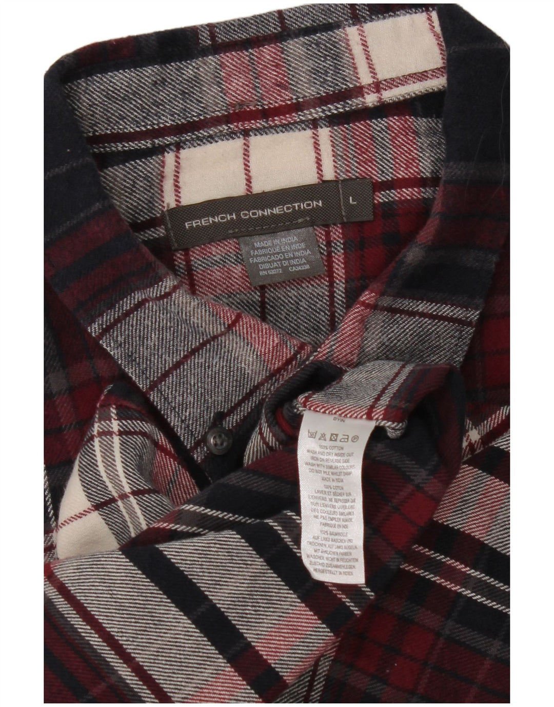 Camisa de franela para hombre de French Connection, talla grande, de algodón a cuadros en azul marino