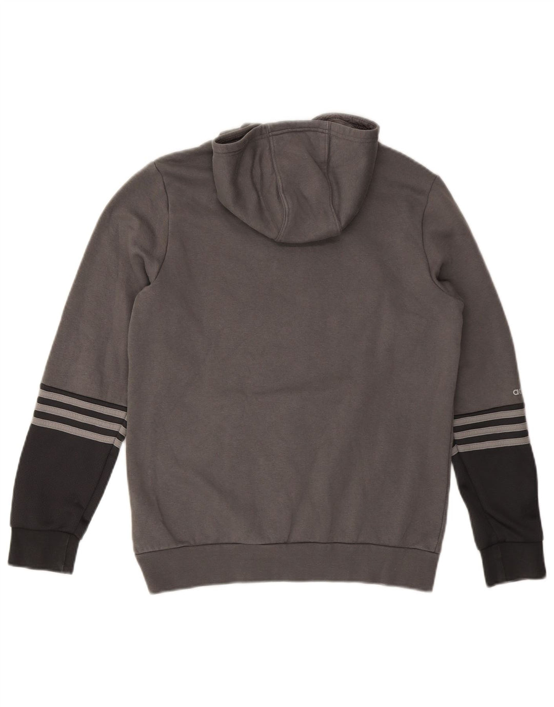 ADIDAS Boys Graphic Hoodie Jumper 14-15 Years Grey Colourblock Cotton Vintage Adidas and Second-Hand Adidas from Messina Hembry 