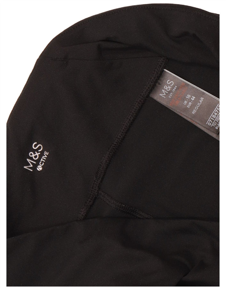 MARKS & SPENCER Pantalones cortos deportivos de ajuste regular para mujer UK 46 Grande Negro