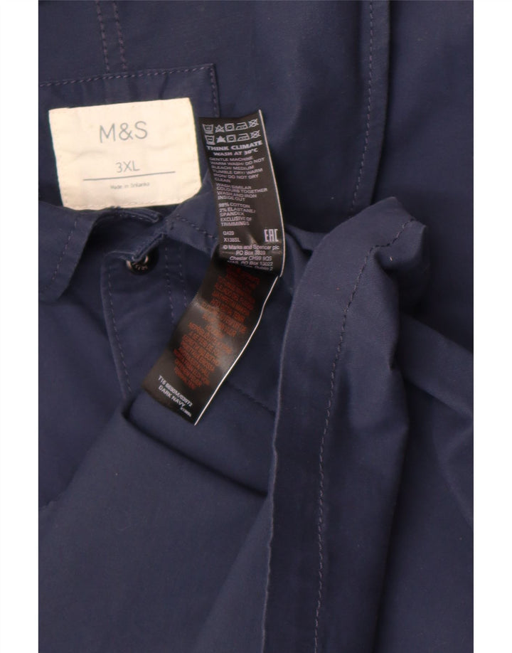 Marks & Spencer - Camisa para hombre, talla 3XL, algodón azul marino