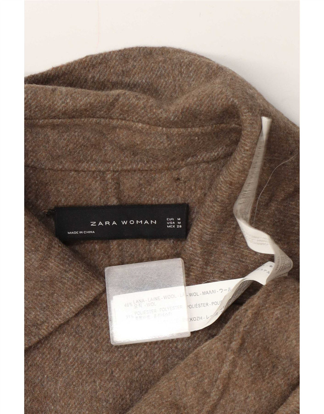 Zara Mujer Abrigo UK 44 Lana Marrón Medio