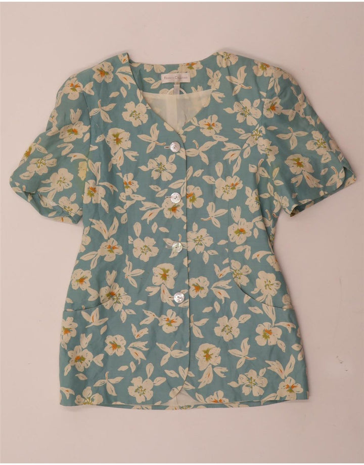 Franco Callegari Chaqueta Blazer de 4 Botones para Mujer Reino Unido 12 Azul Medio Floral