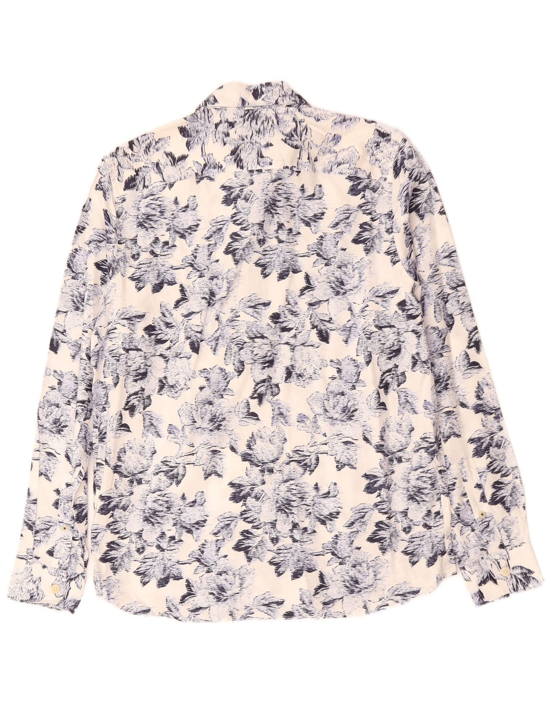 TED BAKER Camisa para hombre Talla 2 Pequeña Algodón floral blanco