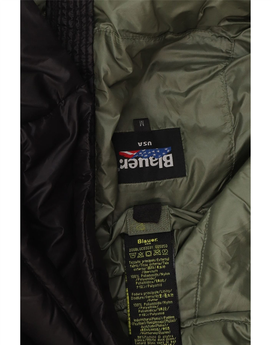 Blauer Chaqueta acolchada para hombre UK 38 Mediana Negro Poliéster