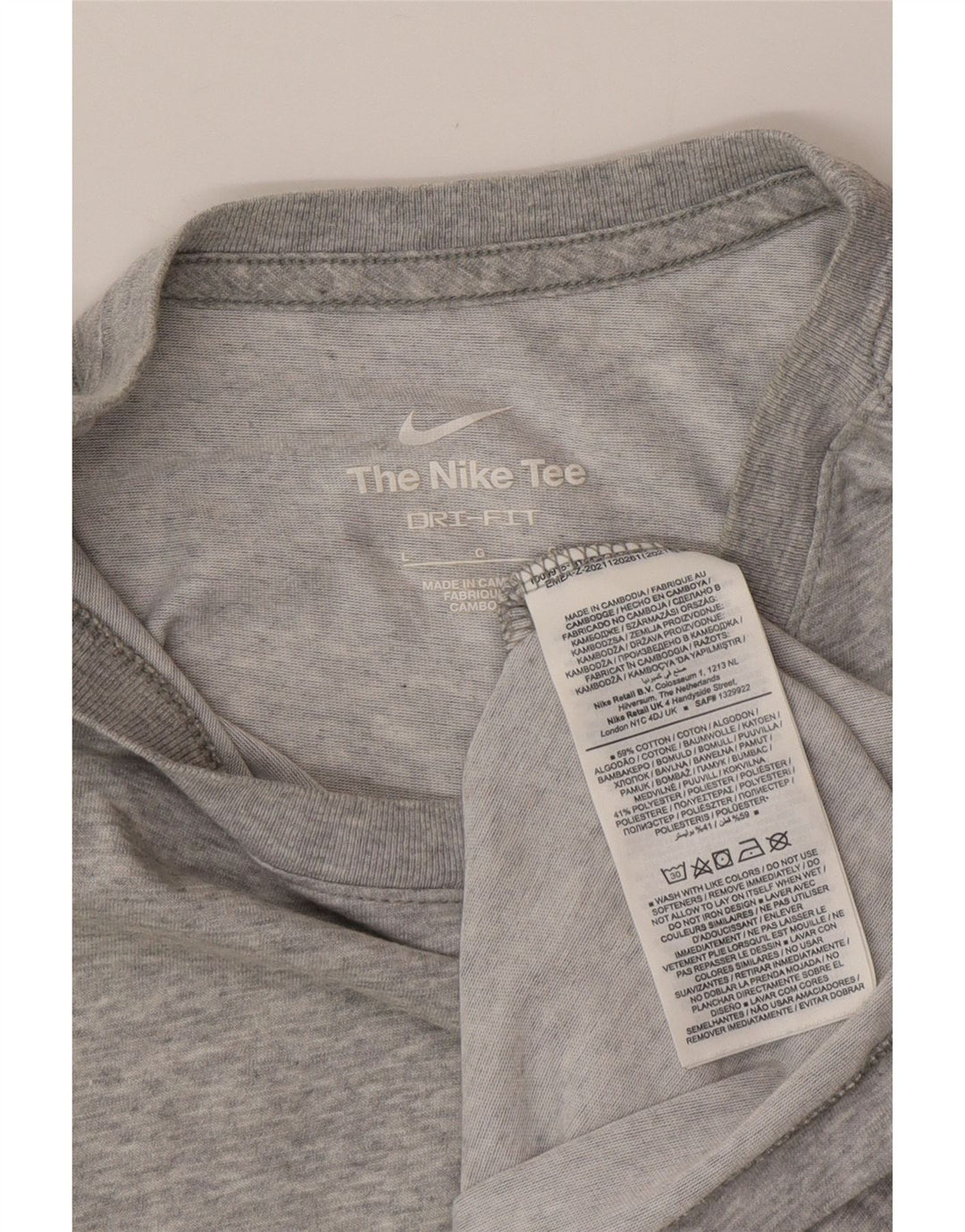 NIKE Camiseta Dri Fit para Hombre Top Grande de algodón Gris