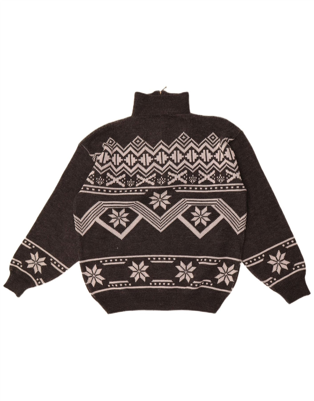 Jacques Lorant Suéter tipo jersey con cuello y cremallera para hombre Grande Gris Fair Isle