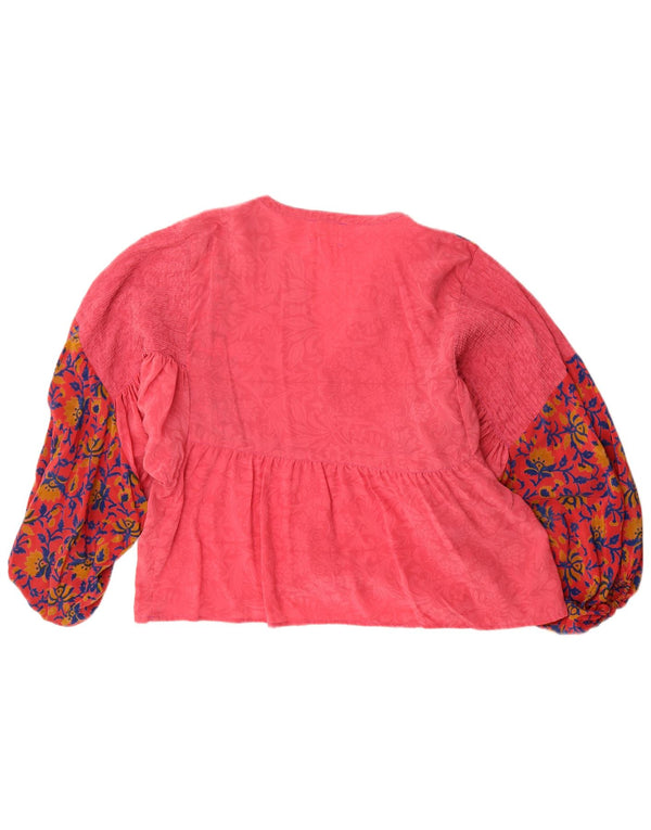 Sissel Edelbo Womens Oversized Pullover Shirt UK 10 Small Pink Floral Silk