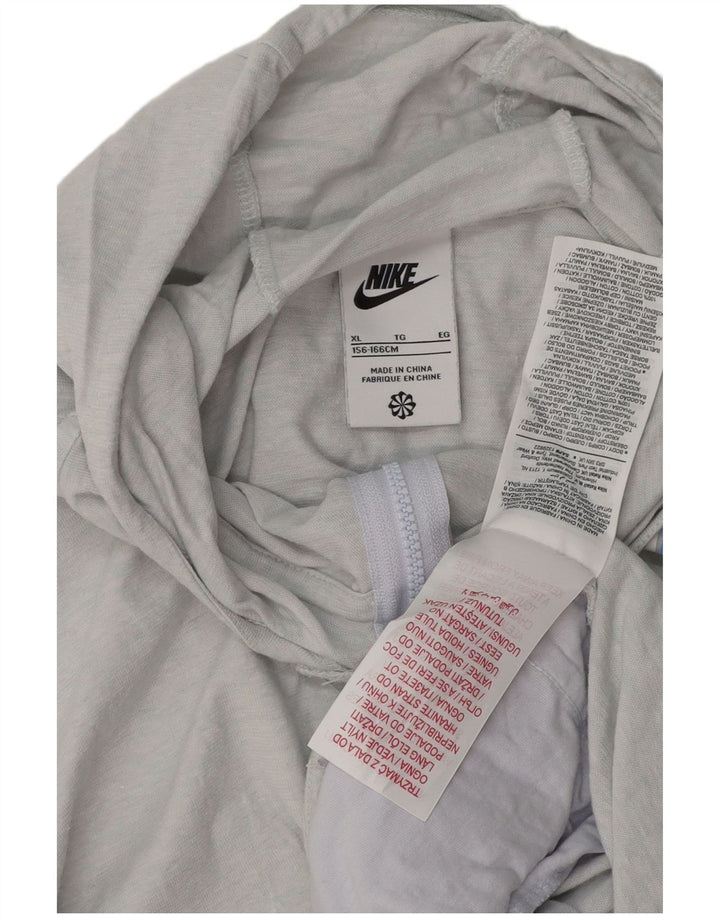 NIKE Sudadera con capucha y cremallera para niñas 13-14 años XL Gris Algodón