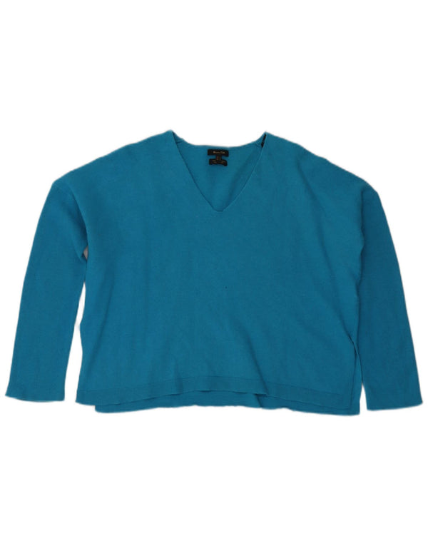 Massimo Dutti Jersey Corto con Cuello en V para Mujer UK 10 Small Azul