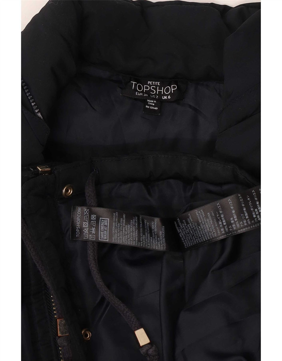 Topshop Chaqueta acolchada para mujer UK 6 XS Poliéster azul marino